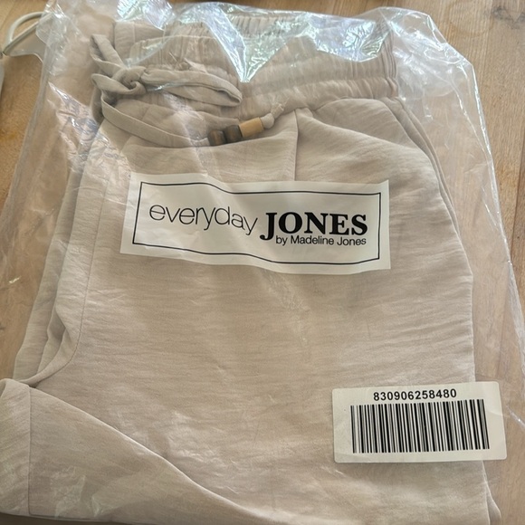 Everyday Jones Flax Cream Tan Linen Texture Pull On Straight Leg Boho Pants XS - Picture 2 of 3